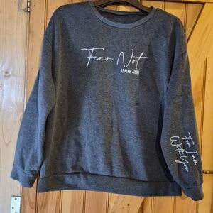 SHEIN Dark Gray Crewneck Sweater with Inspirational Text